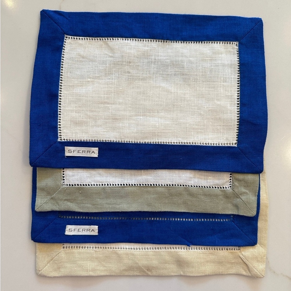 NWT Sferra Cocktail Napkins (4) Large Fine Linen Holiday Gift